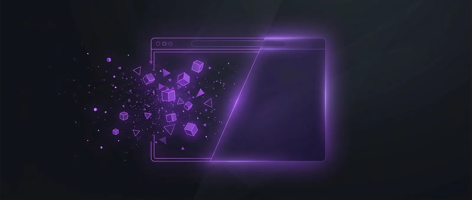 Abstract illustration of a website wireframe dissolving and rebuilding into a cleaner design