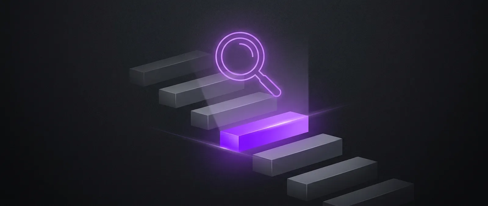Abstract illustration of a magnifying glass inspecting ranking bars to find the blocker