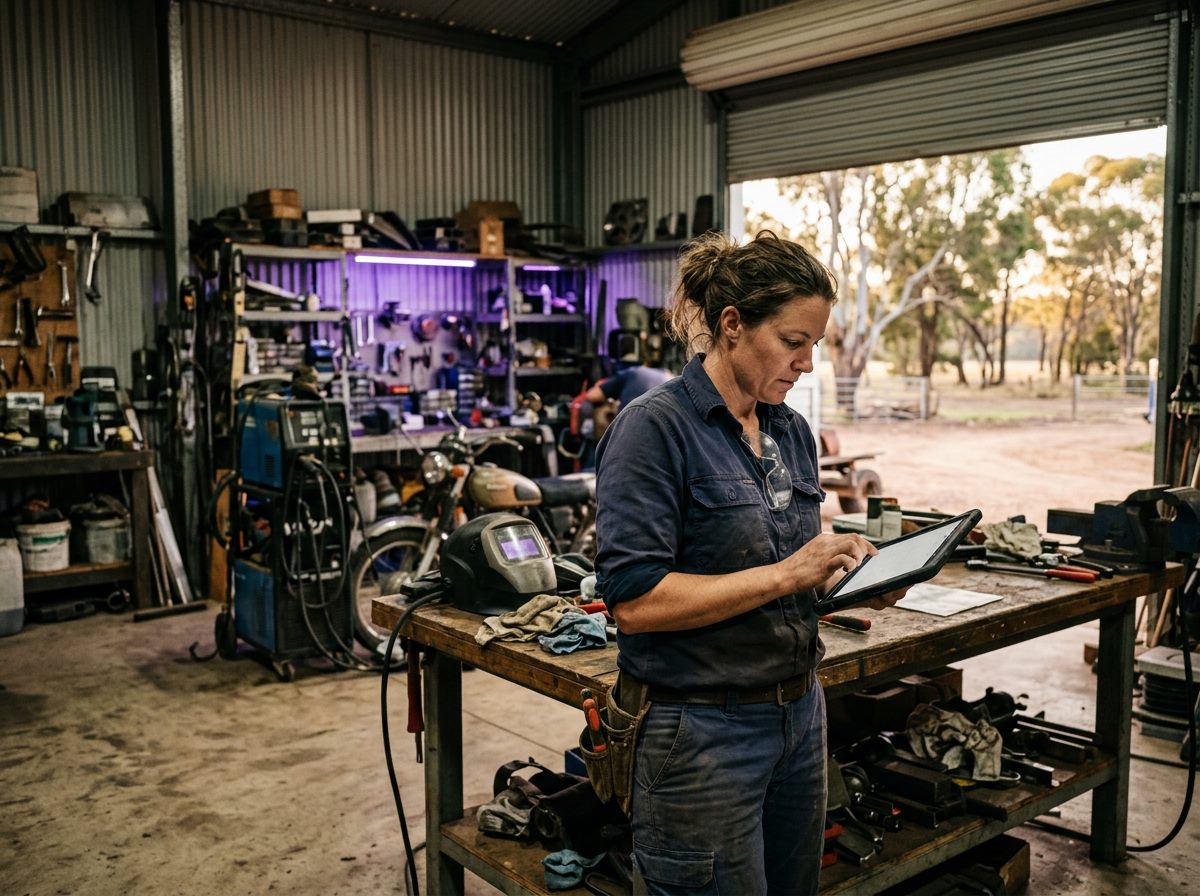 Wodonga tradesperson checking a booking system on a tablet