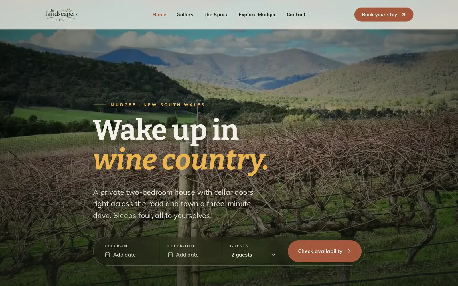 The Landscapers Rest accommodation website