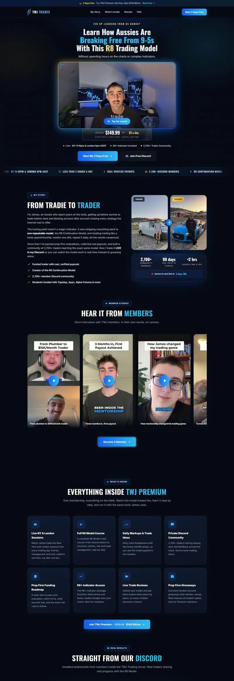 The TWJ Trades funnel built by Automatrix