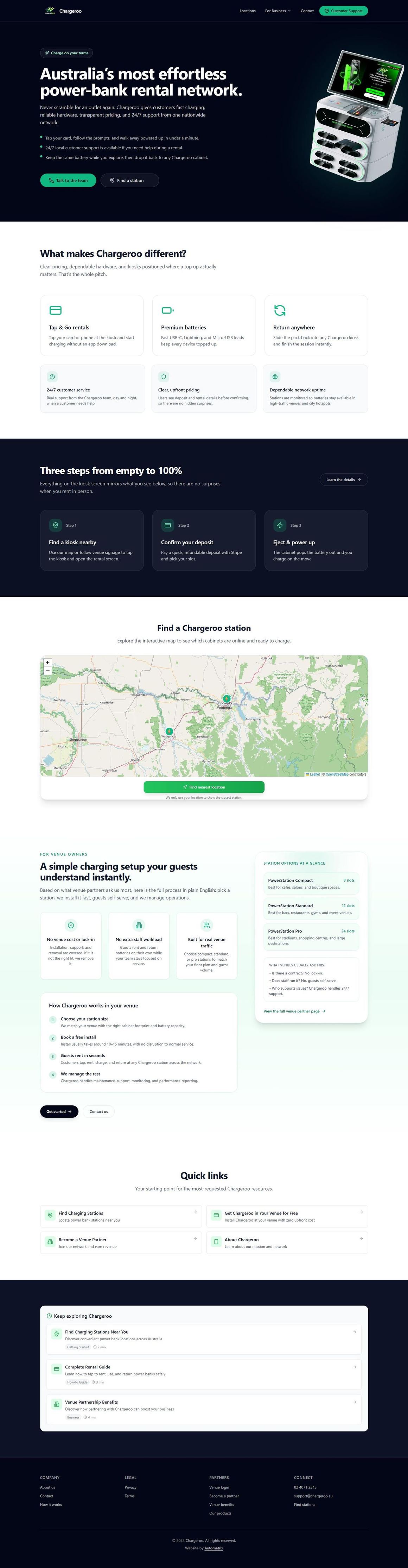The Chargeroo power-bank rental platform built by Automatrix