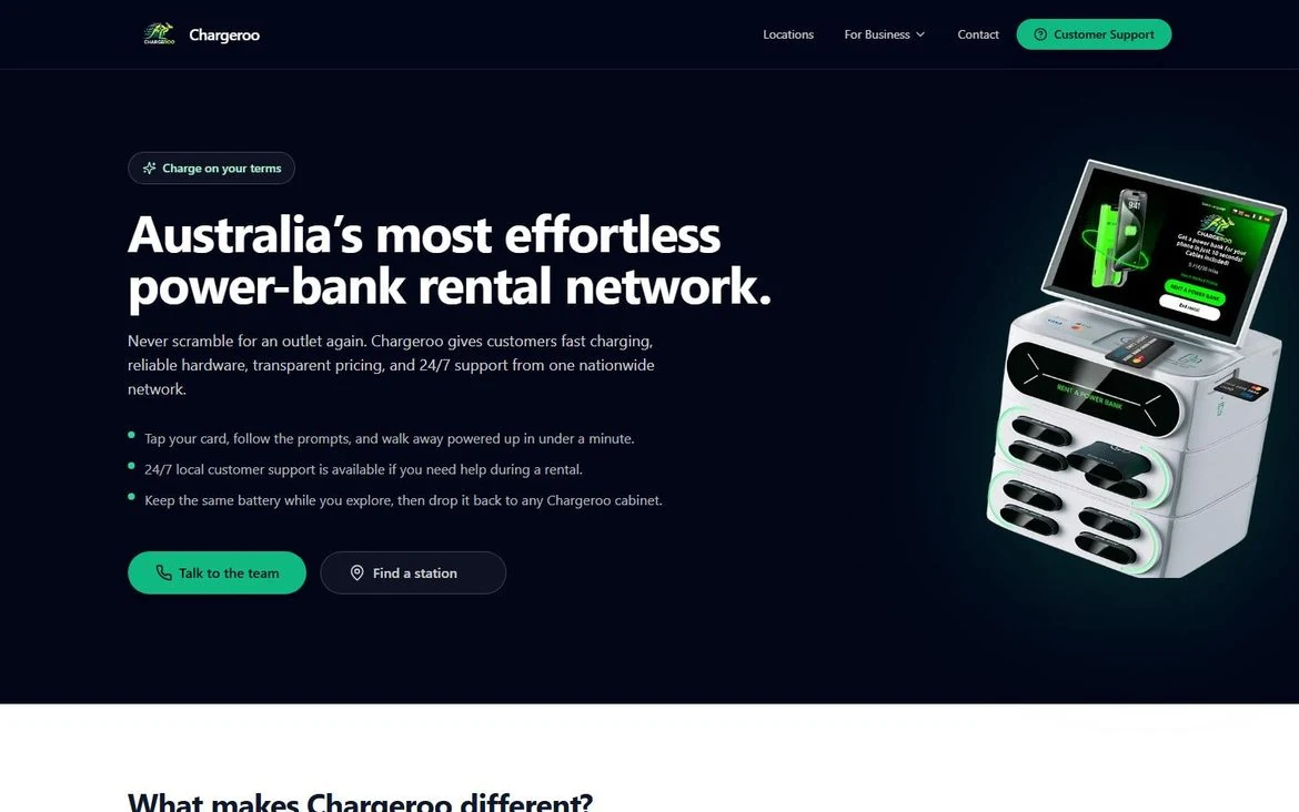 Chargeroo website and platform built by Automatrix