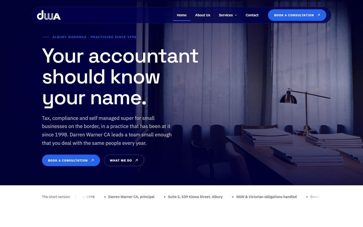 The DWA Accountants website