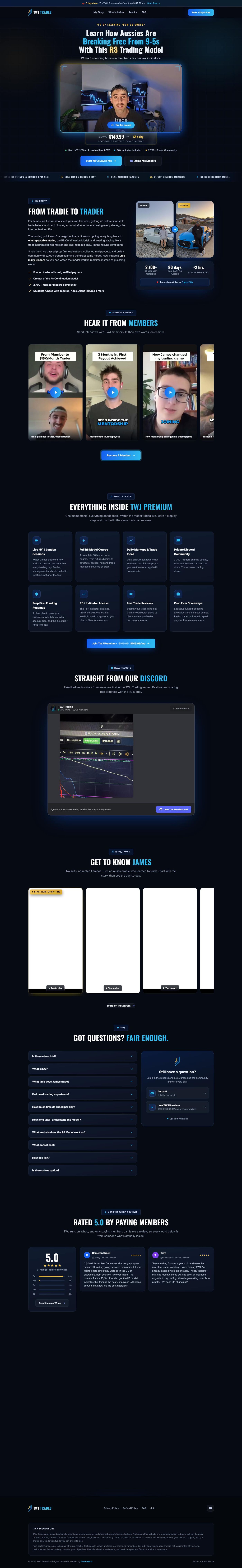 TWJ Trades VSL funnel homepage, built by Automatrix