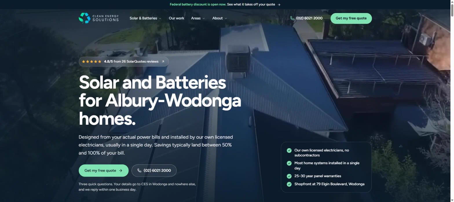 The new Clean Energy Solutions homepage