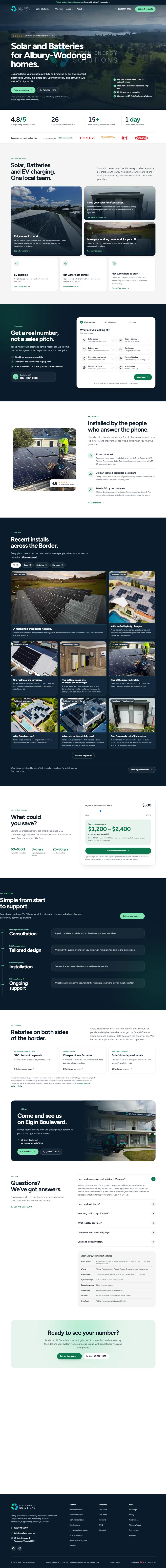 The full Clean Energy Solutions homepage built by Automatrix
